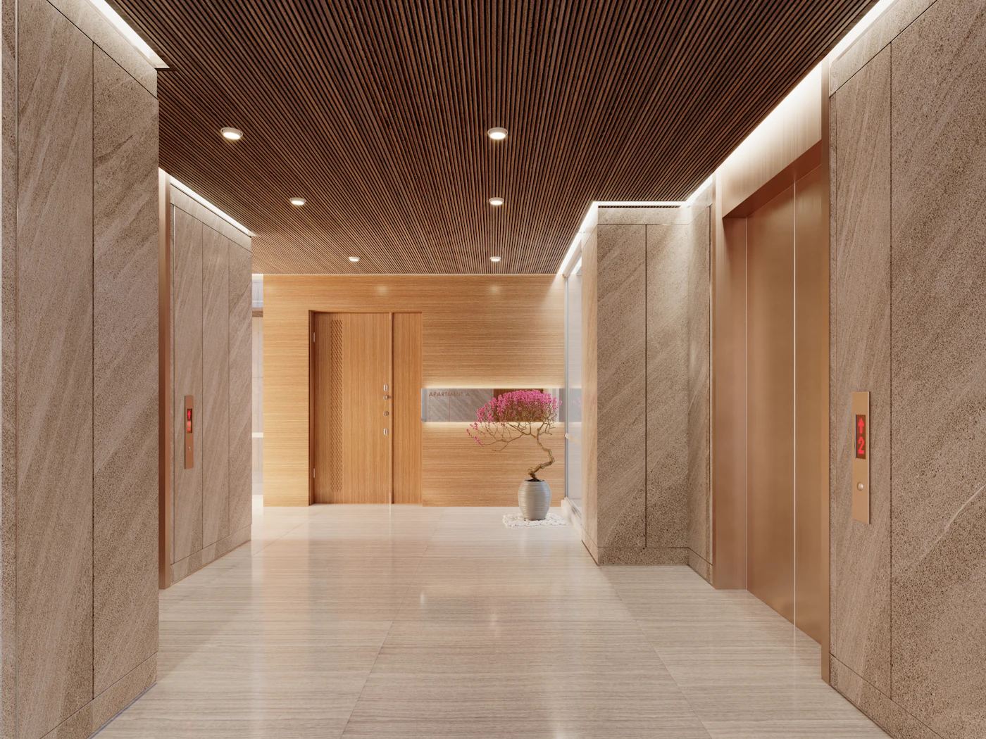 Hall de elevadores de um edifício